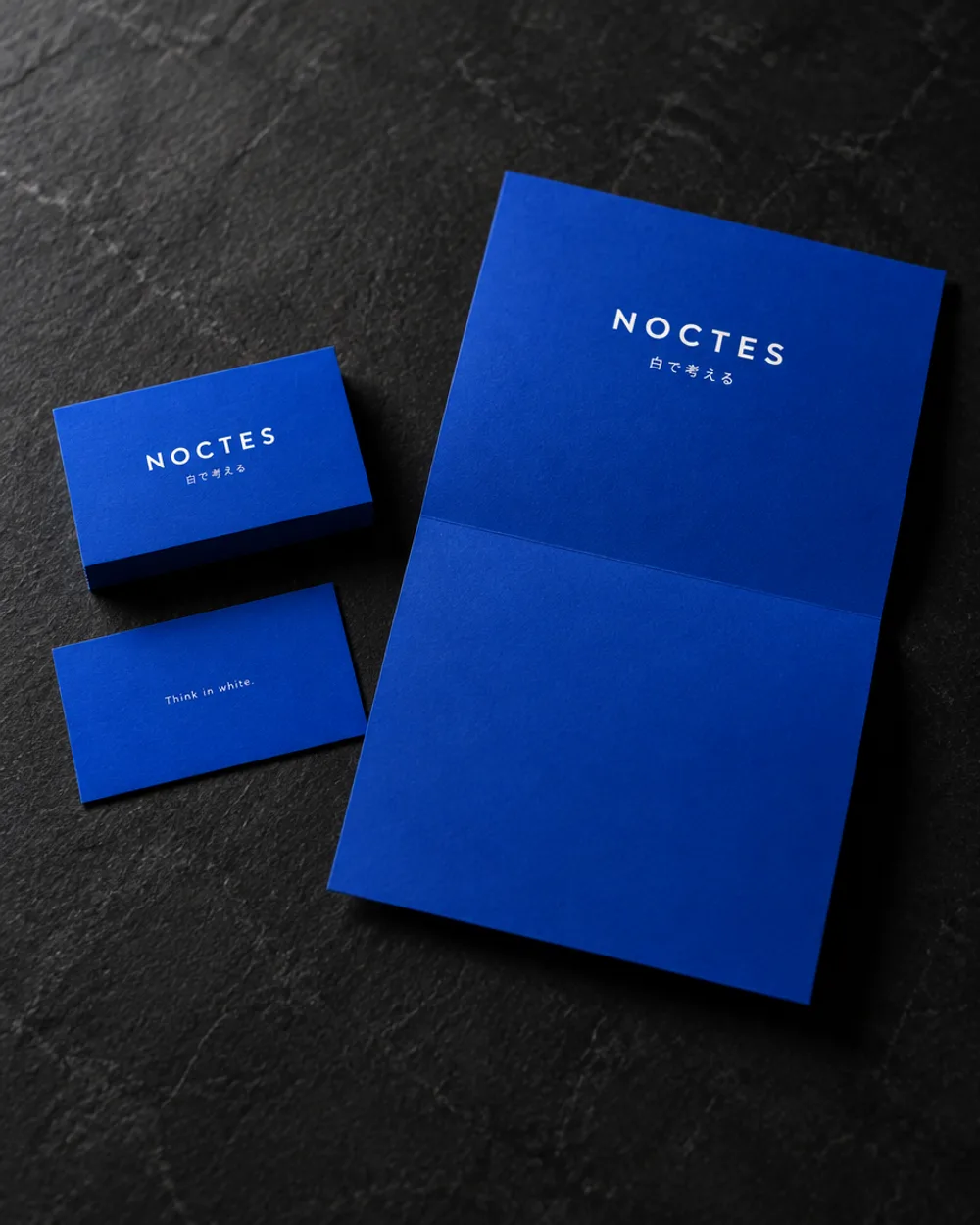 Cartes de visite et papier à lettre Noctes, bleu et blanc